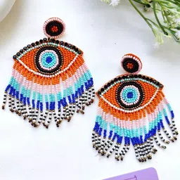 Crunchy Fashion Artificial Beaded Evil Eye Drop Earrings-image-92