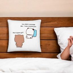 Anikmart White & Brown Printed Square Shaped Pre-Filled Cushion-image-33