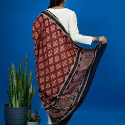 Ushvii Geometric Printed Block Printed Pure Cotton Dupatta image 3