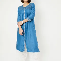 max Women Embroidered Sequinned Anarkali Kurta-image-81