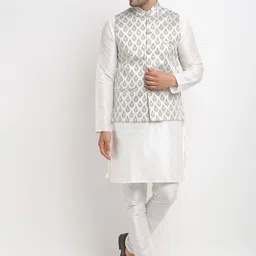 Kaifoo Men Regular Dupion Silk Kurta with Churidar-image-87