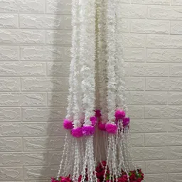 Nutts 10-Pcs Pink & White Handmade Papergajra Garlands Festive Dcor-picture-13