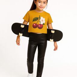 Baawri Girls Printed Regular Fit Cotton Crop T-shirt-picture-21