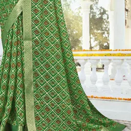 Reboot Fashions Bandhani Zari Pure Georgette Block Print Saree image 2