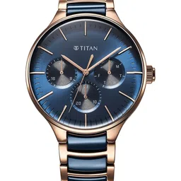 Titan Men Dial & Stainless Steel Bracelet Style Straps Analogue Multi Function Watch 90148KD04-48