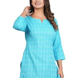 PUSHPRAJ FASHION Women's Casual Khatha V-Neck Regular Fit Floral Printed Short Kurti-picture-15