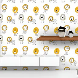 ArtzFolio Printed UV-Resistant Anti-Bacterial Cartoon Lion Cub Peel & Stick Wallpaper-image-56