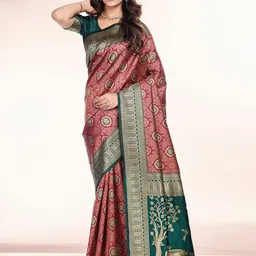 RICH & ROMAN Woven Design Zari Pure Silk Banarasi Saree-image-38