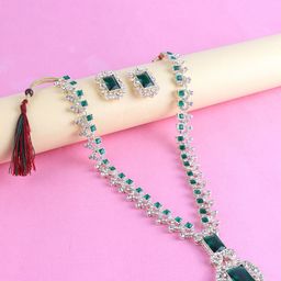 Keviv Silver-Plated Stone-Studded Jewellery Set-image-20