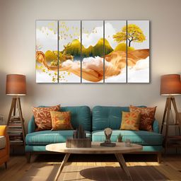 The Castle Decor White & Green 5 Pieces Deer Wooden Wall Arts-image-72