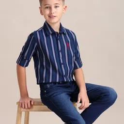 U.S. Polo Assn. Kids Boys Opaque Striped Casual Shirt-picture-12