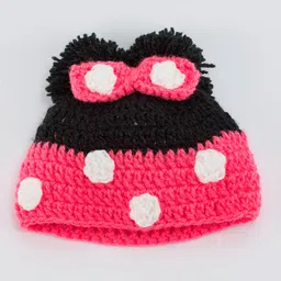 Knits & Knots Flower Design Cap - Pink & Black-picture-0