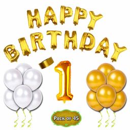 Shopperskart First Birthday Decoration Kit Golden - Pack of 45-image-45