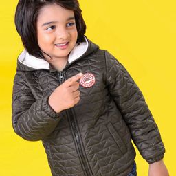 Babyhug Full Sleeves Quilted Hooded Jacket - Olive-image-96