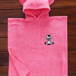 Babyhug Towel Poncho With Hood Zebra Patch - Pink-image-97