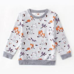 Kookie Kids Full Sleeves Sweatshirt Animal Print - Grey-image-3