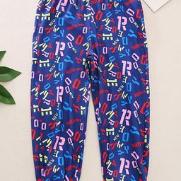 Kookie Kids Full Length Harem Pant Letters Print - Blue-image-80