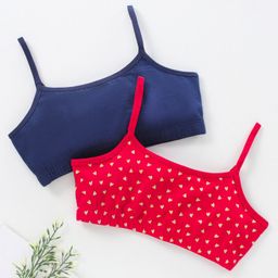 Honeyhap Premium Cotton Elastane Bralettes with   Anti-Microbial  Finish Pack of 2 - Red Blue-image-72