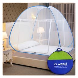 Classic Mosquito Net Polyester Foldable Double Bed Size Mosquito Net - Blue-80