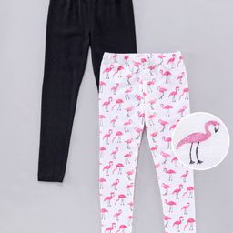 Pspeaches Pack Of 2 Flamingo Print Full Length Leggings  - White-image-21
