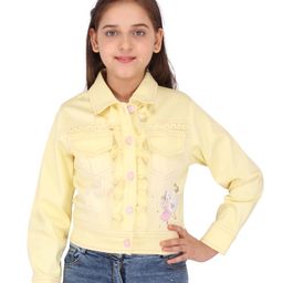 Cutecumber Full Sleeves Ruffled Jacket - Yellow-image-58