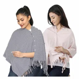 Nene Multi Purpose Striped Nursing Cover Pack of 2 - Grey Pink-picture-5