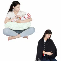 Lulamom 100% Cotton Nursing Shawl and Pillow Combo - Green-picture-3