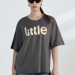 SHOWOFF Typography Printed Round Neck Cotton Oversized T-shirt-image-88