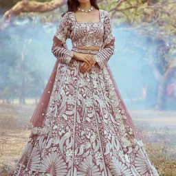 panchhi Embellished Beads & Stones Semi-Stitched Lehenga & Unstitched Blouse With Dupatta-image-6