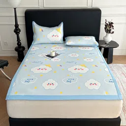 JC HOME Blue & White Ethnic Motifs 160 TC Single Bedsheet with 1 Pillow Covers-picture-12