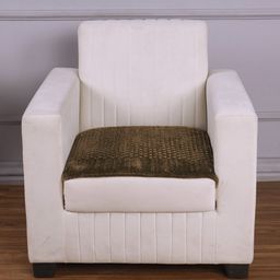 HOKIPO Brown Handloom Made Thick Reversible Poly Velvet 1 Seater Sofa Cover-image-6