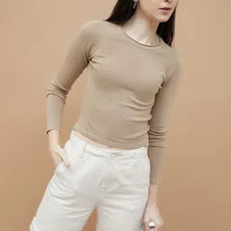 Ginger by Lifestyle Women Round Neck Solid Top-image-41
