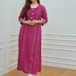 SEZNILA Women Bandhani Printed Festive Straight Kurta-image-53