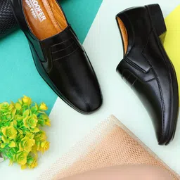 Groofer Men Black Synthetic Leather Slip-On Oxfords Formal Shoes-picture-42