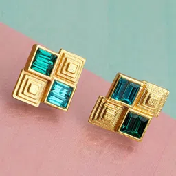 Voylla Gold-Plated Stone Studded Vista Geomatrix Studs-image-67