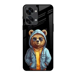 QRIOH Urban Bear Printed Sleek & Lightweight Silicone Oneplus Nord 2T Glass Back Case-picture-48