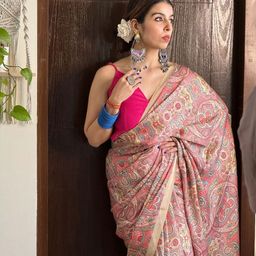 ODETTE Paisley Printed Satin Saree-image-64