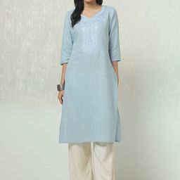 Soch Floral Yoke Design Sweetheart Neck Thread Work Straight Kurta-56