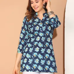 Merira Floral Printed Mandarin Collar Pure Cotton Straight Kurti-picture-16