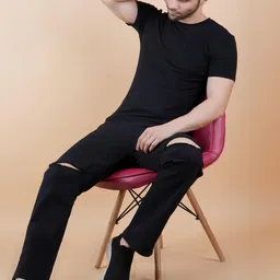 SZN Men Classic Regular Fit Mid-Rise Slash Knee Stretchable Jeans-image-91