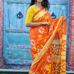 clothonus Tie and Dye Printed Pure Cotton Saree-13