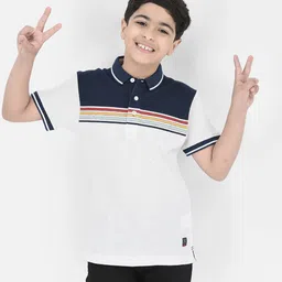 Crimsoune Club Boys Colour Blocked Polo Collar Short Sleeves Slim Fit T-shirt-image-5