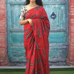 Lovwear Red Pure Cotton Sarees-picture-20