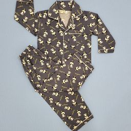 Freesia Array Kids Cute Panda Printed Lapel Collar Shirt & Pyjamas Night suit-image-5