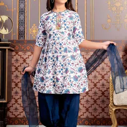 BAESD Girls Floral Printed A-Line Kurta With Patiala-image-90