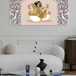 nestroots Grey & White Ganpati In Elegance Canvas Painting Wall Art-image-30