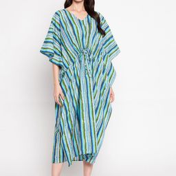 SECRETS BY ZEROKAATA Striped Kaftan Nightdress VHLKST002N-Multi-picture-40