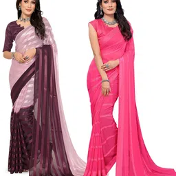 Moda Rapido Pack Of 2 Striped Satin Saree-picture-16