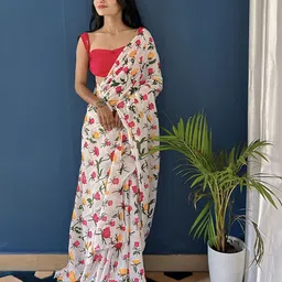 HERE&NOW Floral Printed Pure Cotton Bagru Saree-picture-25