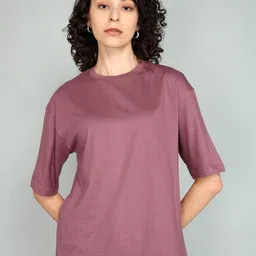 BEING WANTED Women Maroon Pure Cotton Tshirts-picture-0